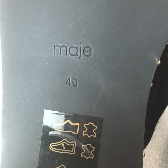 Maje Black Wave Suede  Studded Mules Size 40 - Picture 13 of 15